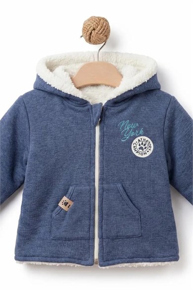 BabyCosy Erkek Bebek 3-24 Ay Welsoft Kapüşonlu Hırka Lacivert