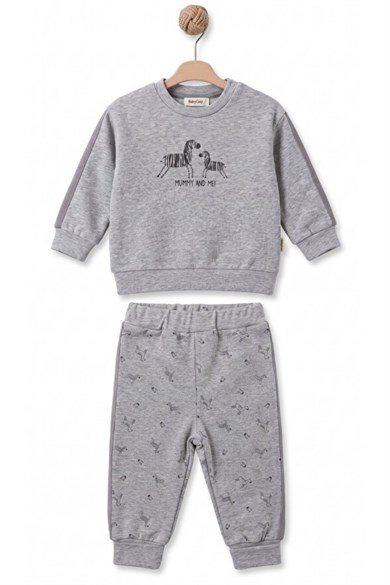 BabyCosy Erkek Bebek 3-24 Ay Zebra Desenli İkili Takım Gri