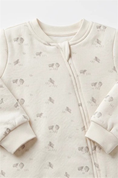 BabyCosy Unisex Bebek 6-24 Ay %100 Organik Pamuk Uyku Tulumu Ekru