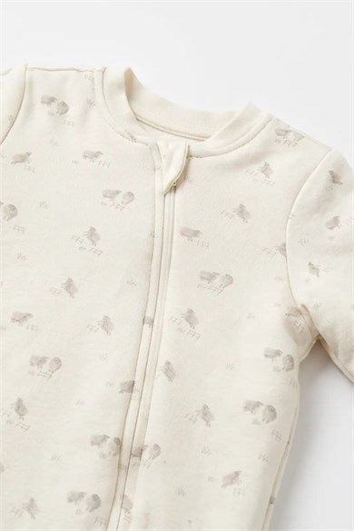 BabyCosy Unisex Bebek 6-24 Ay %100 Organik Pamuk Uyku Tulumu Ekru