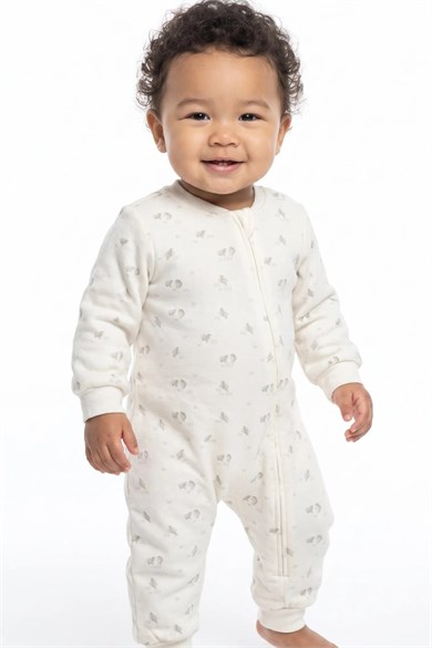 BabyCosy Unisex Bebek 6-24 Ay %100 Organik Pamuk Uyku Tulumu Ekru
