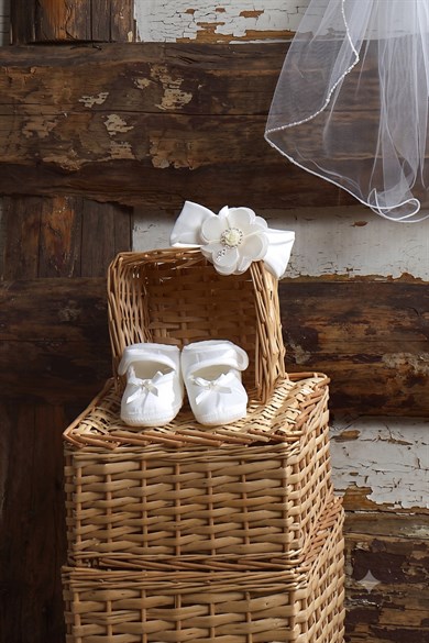 Babylia Kız Bebek 0-6 Ay Mevlütlük Elbise Set Beyaz