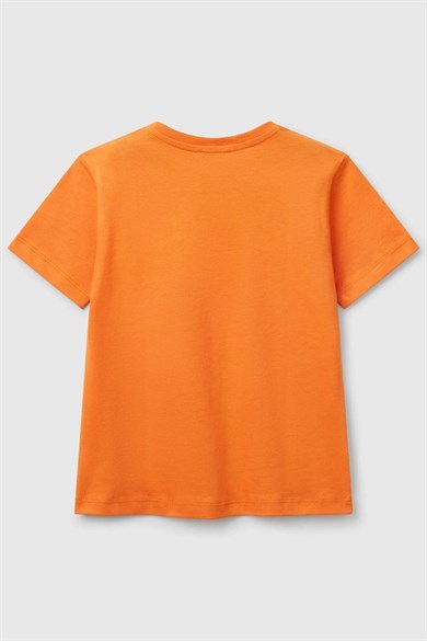 Benetton Erkek Bebek 1-6 Yaş Baskılı Kısa Kol T-shirt Turuncu