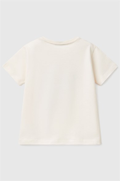 Benetton Erkek Bebek 1-6 Yaş Baskılı Kısa Kol T-shirt Ekru