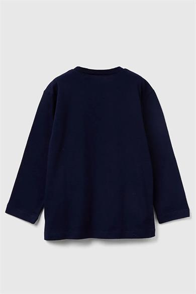 Benetton Erkek Bebek 1-6 Yaş Baskılı Uzunkol T-Shirt Lacivert