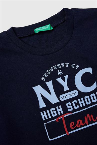 Benetton Erkek Bebek 1-6 Yaş Baskılı Uzunkol T-Shirt Lacivert