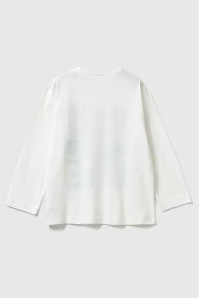 Benetton Erkek Bebek 1-6 Yaş Baskılı Uzunkol T-Shirt Beyaz