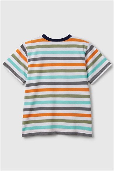 Benetton Erkek Bebek 1-6 Yaş Bisiklet Yaka Çizgili Kısa Kol T-shirt Renkli