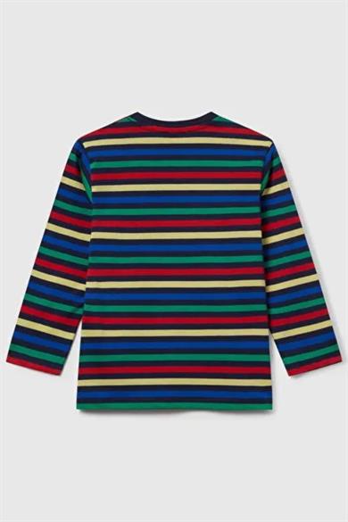 Benetton Erkek Bebek 1-6 Yaş Çizgili Uzunkol T-Shirt Lacivert