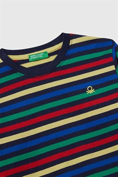 Benetton Erkek Bebek 1-6 Yaş Çizgili Uzunkol T-Shirt Lacivert