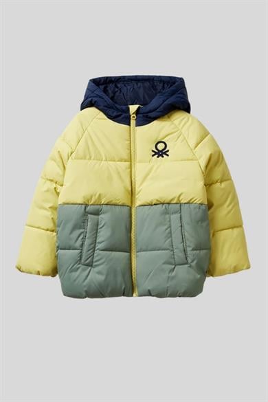 Benetton Erkek Bebek 1-6 Yaş Logo İşlemeli Kapüşonlu Mont Sarı