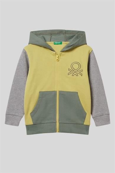 Benetton Erkek Bebek 1-6 Yaş Logo İşlemeli Kapüşonlu Hırka Yeşil