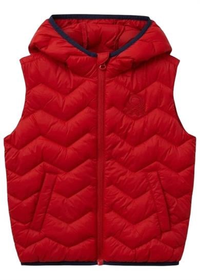 Benetton Erkek Bebek 1-6 Yaş Logo İşlemeli Kapüşonlu Yelek Kırmızı