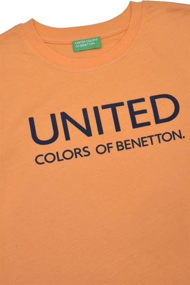 Benetton Erkek Çocuk 4-14 Yaş Baskılı Uzunkol T-Shirt Turuncu