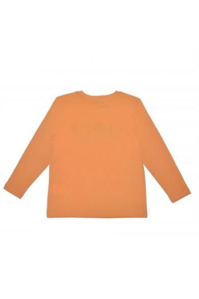 Benetton Erkek Çocuk 4-14 Yaş Baskılı Uzunkol T-Shirt Turuncu