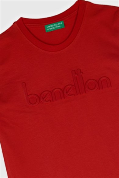 Benetton Erkek Çocuk 4-14 Yaş Kabartma Logo Baskılı T-shirt Kırmızı