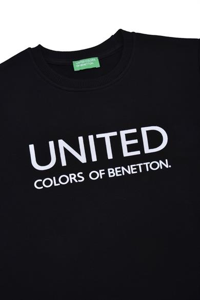 Benetton Erkek Çocuk 4-14 Yaş Logo Baskılı Sweatshirt Siyah