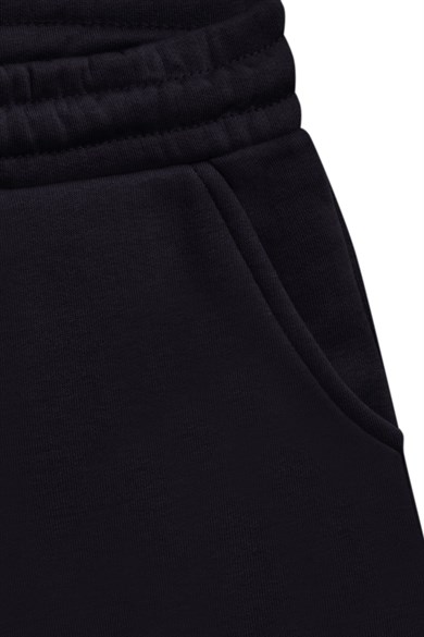 Benetton Erkek Çocuk 4-14 Yaş Logo Baskılı Cepli Pamuklu Penye Şort Siyah