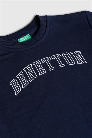 Benetton Erkek Çocuk 4-14 Yaş Logo Baskılı Sweatshirt Lacivert