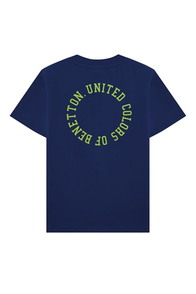 Benetton Erkek Çocuk 4-14 Yaş Logo Baskılı  Kısa Kol T-Shirt Lacivert