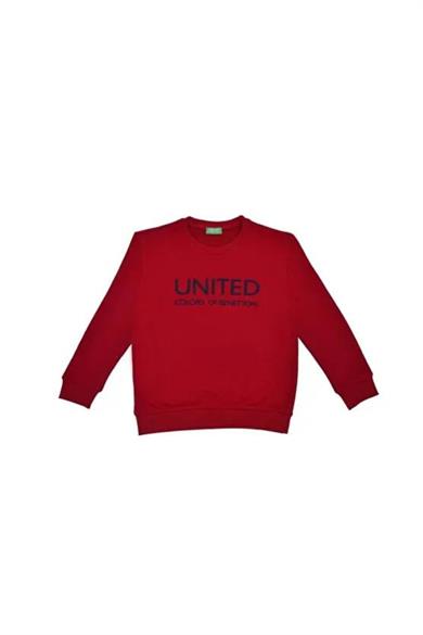 Benetton Erkek Çocuk 4-14 Yaş Logo Baskılı Sweatshirt Kırmızı