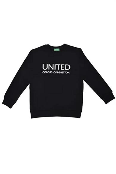 Benetton Erkek Çocuk 4-14 Yaş Logo Baskılı Sweatshirt Siyah