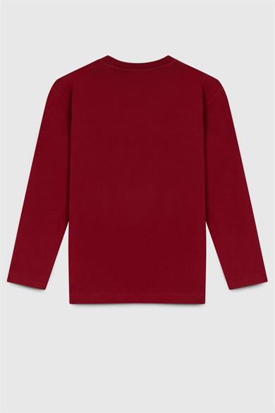 Benetton Erkek Çocuk 4-14 Yaş Logo Baskılı Uzun Kol T-shirt Bordo