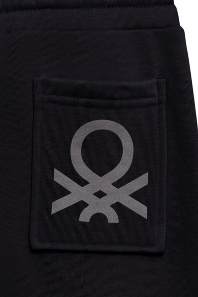 Benetton Erkek Çocuk 4-14 Yaş Logo Baskılı Yazlık Jogger  Eşofman Altı Siyah