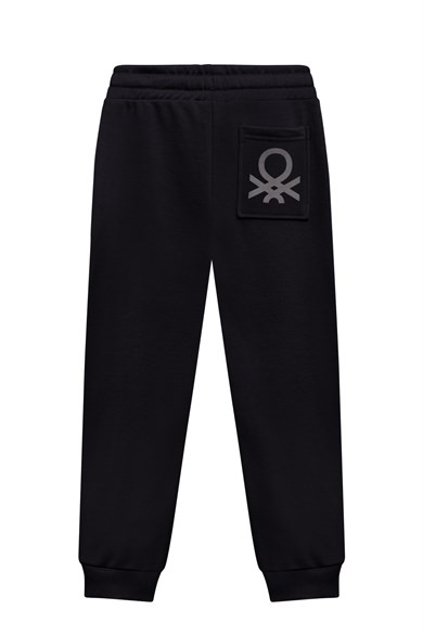 Benetton Erkek Çocuk 4-14 Yaş Logo Baskılı Yazlık Jogger  Eşofman Altı Siyah