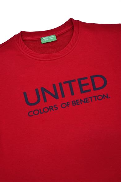 Benetton Erkek Çocuk 4-14 Yaş Logo Baskılı Sweatshirt Kırmızı
