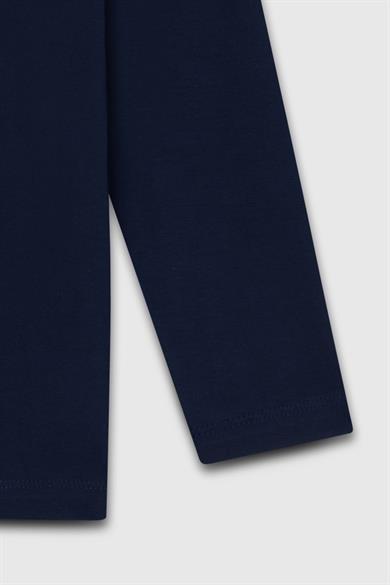 Benetton Erkek Çocuk 4-14 Yaş Logo Baskılı Uzun Kol T-shirt Lacivert