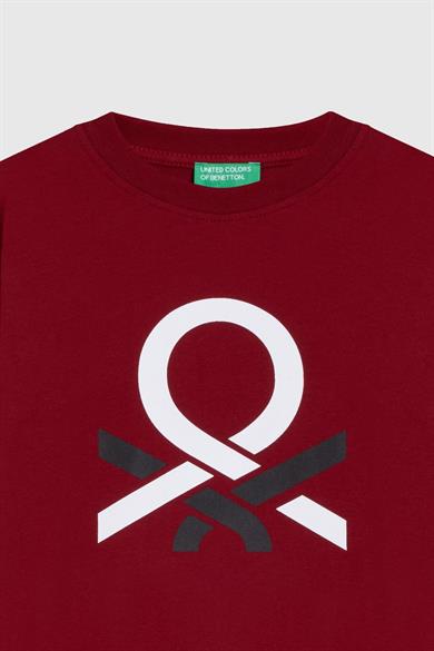 Benetton Erkek Çocuk 4-14 Yaş Logo Baskılı Uzun Kol T-shirt Bordo