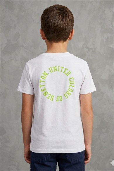 Benetton Erkek Çocuk 4-14 Yaş Logo Baskılı  Kısa Kol T-Shirt Beyaz