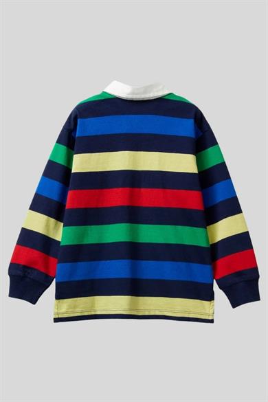 Benetton Erkek Çocuk 6-14 Yaş Polo Yaka Uzunkol T-Shirt Lacivert