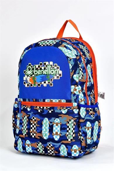 Benetton Erkek Çocuk Kaykay Baskılı Sırt Çantası 03693 Lacivert