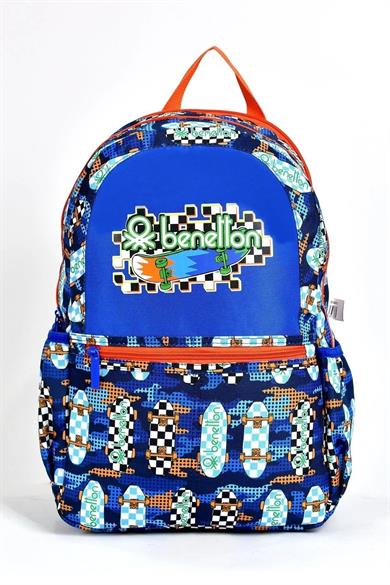 Benetton Erkek Çocuk Kaykay Baskılı Sırt Çantası 03693 Lacivert