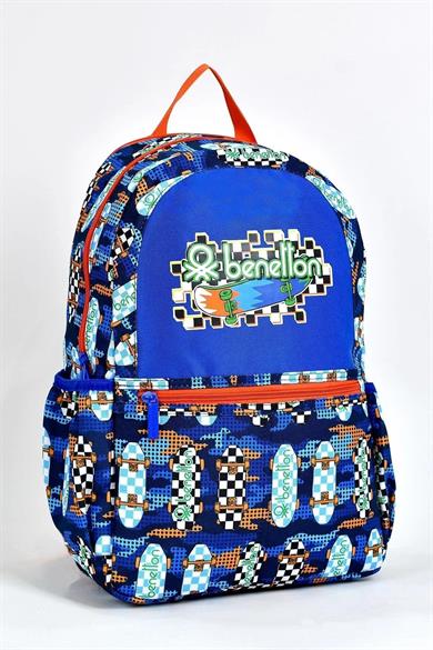 Benetton Erkek Çocuk Kaykay Baskılı Sırt Çantası 03693 Lacivert