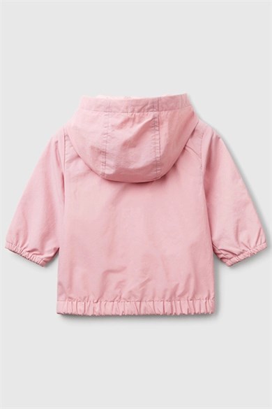 Benetton Kız Bebek 0-18 Ay Penye Astarlı Yağmurluk Pembe