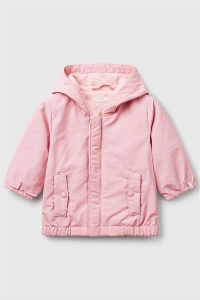 Benetton Kız Bebek 0-18 Ay Penye Astarlı Yağmurluk Pembe