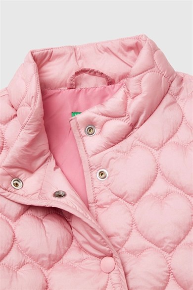 Benetton Kız Bebek 1-6 Yaş Kalp Kapitone Şişme Yelek Pembe