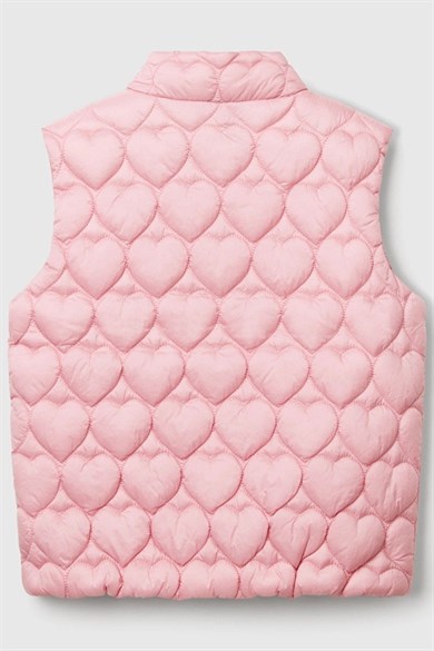 Benetton Kız Bebek 1-6 Yaş Kalp Kapitone Şişme Yelek Pembe