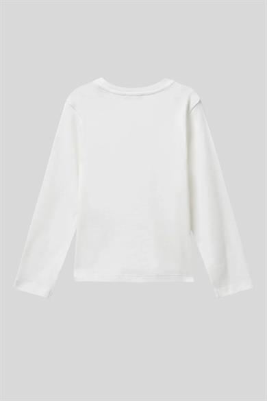 Benetton Kız Bebek 1-6 Yaş Logo Baskılı Uzunkol T-Shirt Ekru