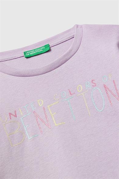 Benetton Kız Bebek 1-6 Yaş Logo Baskılı Uzunkol T-Shirt Lila