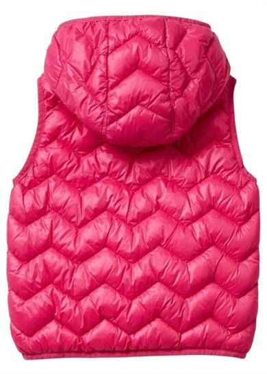 Benetton Kız Bebek 1-6 Yaş Simli Logo Detaylı Kapüşonlu Yelek Fuşya