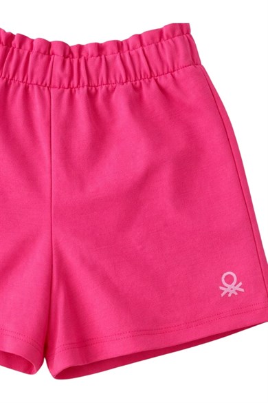 Benetton Kız Çocuk 4-14 Yaş Cepli Pamuklu Penye Şort Fuşya
