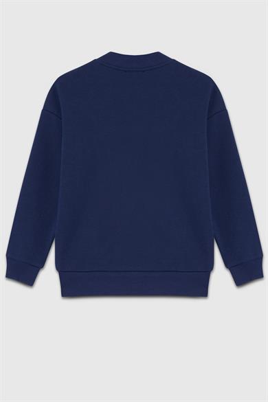 Benetton Kız Çocuk 4-14 Yaş Logo Baskılı Hırka Lacivert