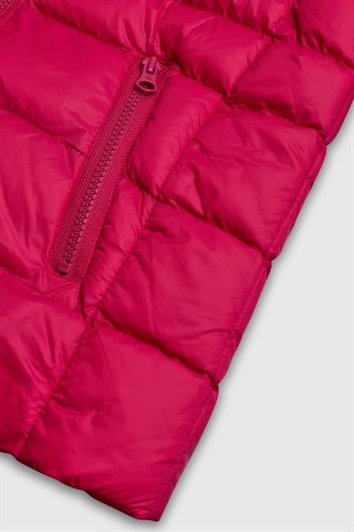 Benetton Kız Çocuk 4-14 Yaş Peluş Kapüşonlu Mont Fuşya