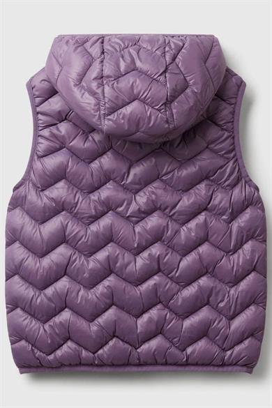 Benetton Kız Çocuk 6-14 Yaş Simli Logo Detaylı Kapüşonlu Yelek Mor