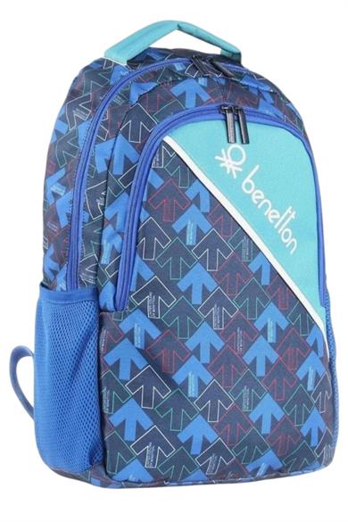 Benetton Kız Çocuk Çift Bölmeli Baskılı Sırt Çantası 03732 Mavi