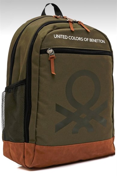 Benetton Unisex Süet Kaplamalı Fonksiyonel Sırt Çantası Haki